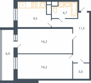 2-комнатная квартира 68,1 м²